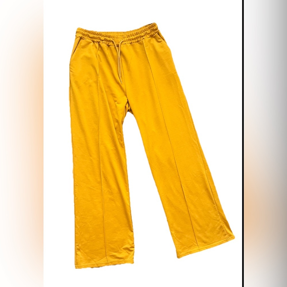 Women Relaxed Wide Jogger Mustard Side XL (0698)